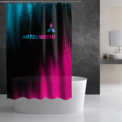 Шторка для душа Mitsubishi - neon gradient: символ сверху, цвет: 3D-принт — фото 2