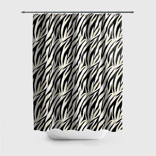 Шторка для ванной Тигровый полосатый узор-черные, бежевые полосы на / 3D-принт – фото 1