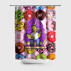 Шторка для душа Гомер Симпсон в окружении пончиков, цвет: 3D-принт