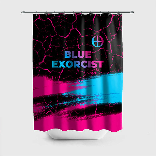 Шторка для ванной Blue Exorcist - neon gradient: символ сверху / 3D-принт – фото 1