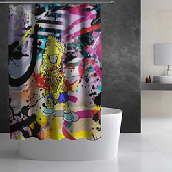 Шторка для душа Зомби Барт Симпсон с рогаткой на фоне граффити, цвет: 3D-принт — фото 2