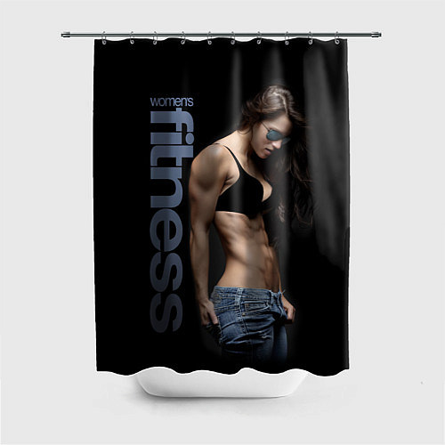 Шторка для ванной Фитнес-модель в джинсах / 3D-принт – фото 1