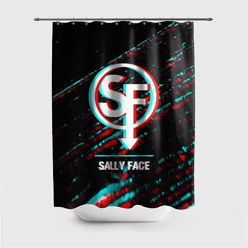 Шторка для ванной Sally Face в стиле glitch и баги графики на темном / 3D-принт – фото 1