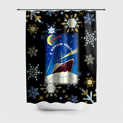 Шторка для душа Новый год ледокол ленин, цвет: 3D-принт