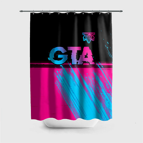 Шторка для ванной GTA - neon gradient: символ сверху / 3D-принт – фото 1