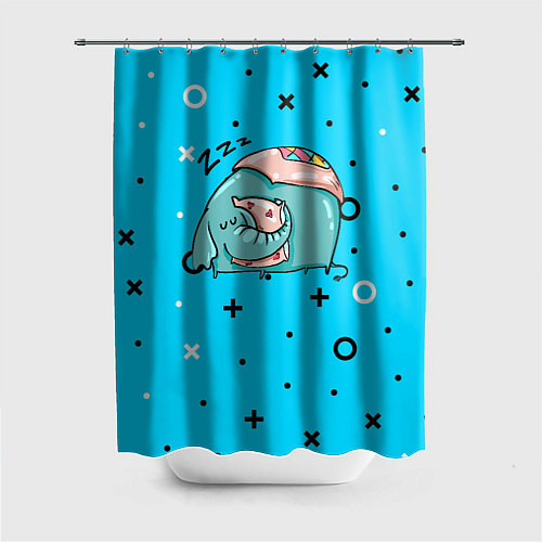 Шторка для ванной Спящий слон с подушкой / 3D-принт – фото 1