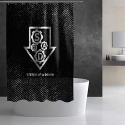 Шторка для душа System of a Down с потертостями на темном фоне, цвет: 3D-принт — фото 2