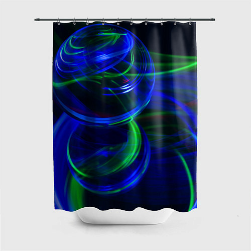 Шторка для ванной Неоновые лучи и шар во тьме / 3D-принт – фото 1
