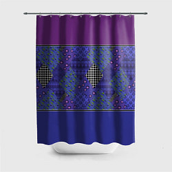 Шторка для ванной Combined burgundy-blue pattern with patchwork