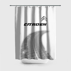 Шторка для душа Citroen speed на светлом фоне со следами шин: симв, цвет: 3D-принт