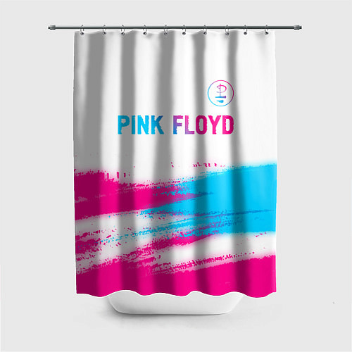 Шторка для ванной Pink Floyd neon gradient style: символ сверху / 3D-принт – фото 1