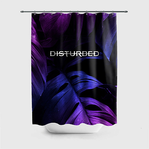 Шторка для ванной Disturbed neon monstera / 3D-принт – фото 1