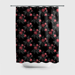 Шторка для душа Акварельные розы на черном, цвет: 3D-принт