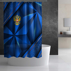 Шторка для душа Герб РФ на синем объемном фоне, цвет: 3D-принт — фото 2