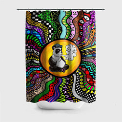 Шторка для душа Психоделическая панда и вейп, цвет: 3D-принт