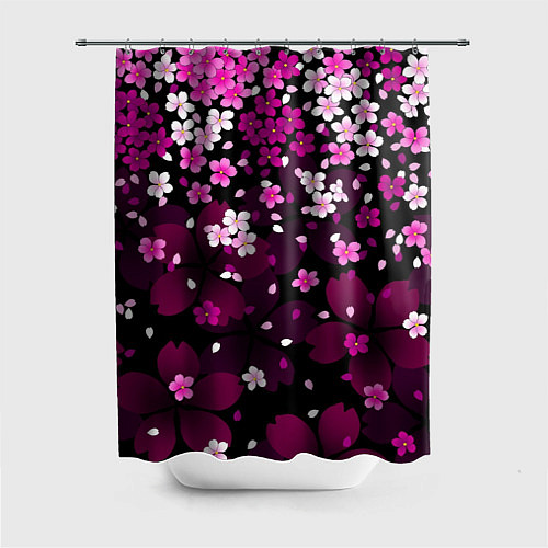 Шторка для ванной Маленькие розовые цветочки / 3D-принт – фото 1
