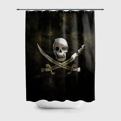 Шторка для ванной Пиратский флаг - череп с ножами