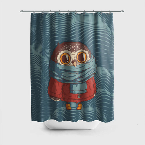 Шторка для ванной Милая совушка в шарфе / 3D-принт – фото 1