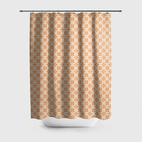 Шторка для ванной Оранжевые геометрические цветы / 3D-принт – фото 1