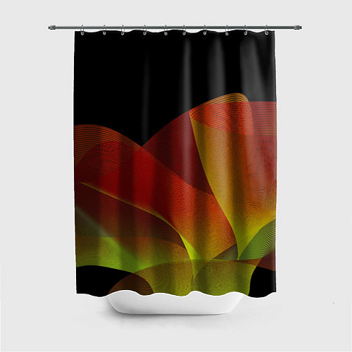 Шторка для ванной Абстрактная ассиметричная оранжевая волна / 3D-принт – фото 1