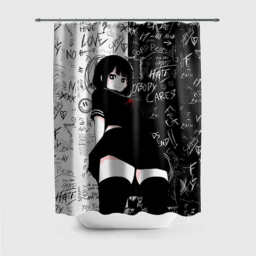 Шторка для ванной Девочка аниме - dead inside / 3D-принт – фото 1
