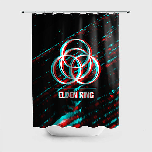 Шторка для ванной Elden Ring в стиле glitch и баги графики на темном / 3D-принт – фото 1