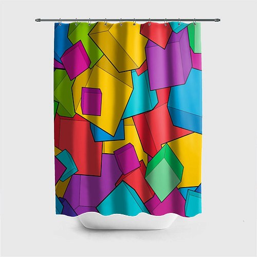 Шторка для ванной Фон из разноцветных кубиков / 3D-принт – фото 1