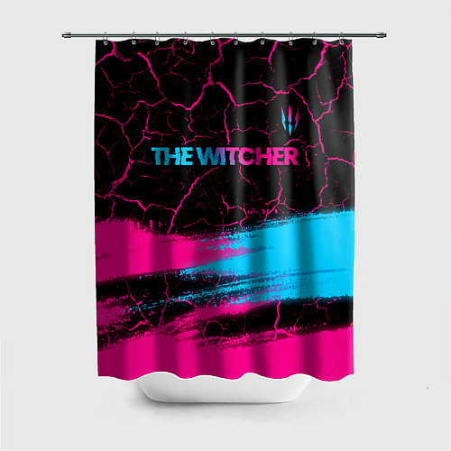 Шторка для ванной The Witcher - neon gradient: символ сверху / 3D-принт – фото 1