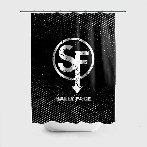 Шторка для ванной Sally Face с потертостями на темном фоне / 3D-принт – фото 1
