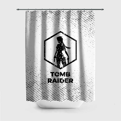 Шторка для ванной Tomb Raider с потертостями на светлом фоне / 3D-принт – фото 1
