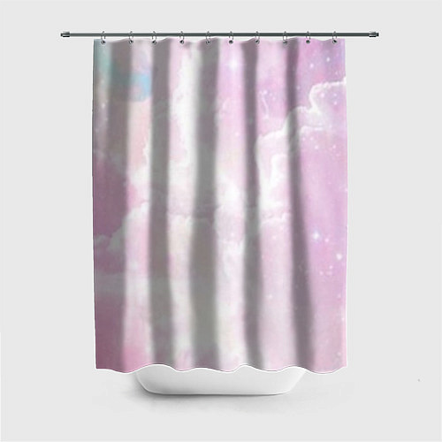 Шторка для ванной Розовые облака на голубом небе / 3D-принт – фото 1