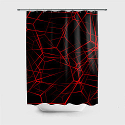 Шторка для душа Красные линии на черном фоне, цвет: 3D-принт