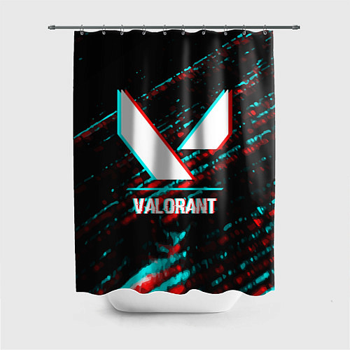 Шторка для ванной Valorant в стиле glitch и баги графики на темном ф / 3D-принт – фото 1