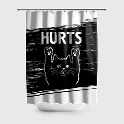 Шторка для ванной Группа Hurts и рок кот