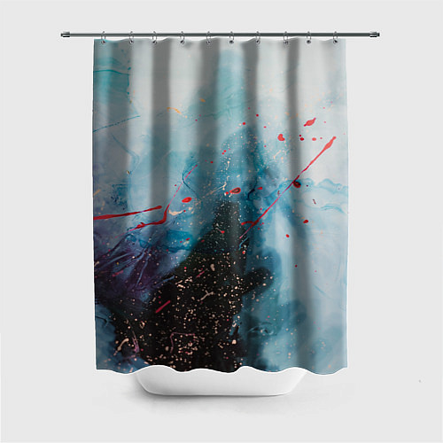 Шторка для ванной Голубой абстрактны туман и краски / 3D-принт – фото 1