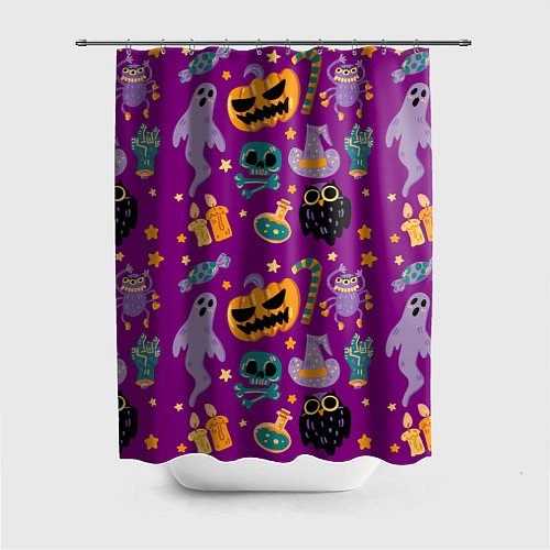 Шторка для ванной Happy Halloween - holiday pattern / 3D-принт – фото 1
