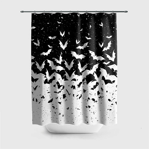 Шторка для ванной Black and white bat pattern / 3D-принт – фото 1