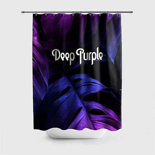 Шторка для ванной Deep Purple neon monstera / 3D-принт – фото 1