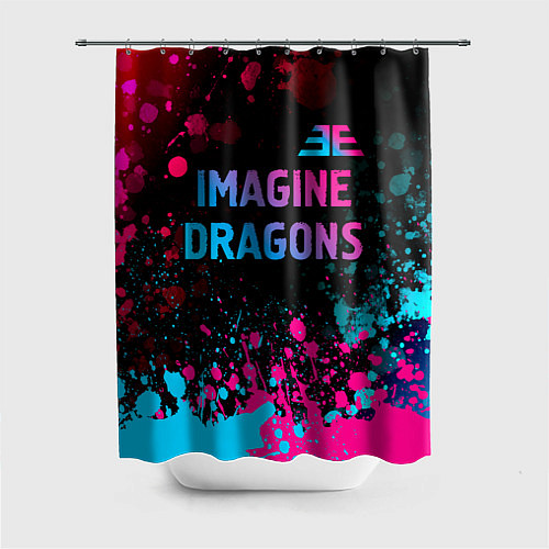 Шторка для ванной Imagine Dragons - neon gradient: символ сверху / 3D-принт – фото 1