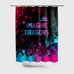 Шторка для душа Imagine Dragons - neon gradient: символ сверху, цвет: 3D-принт