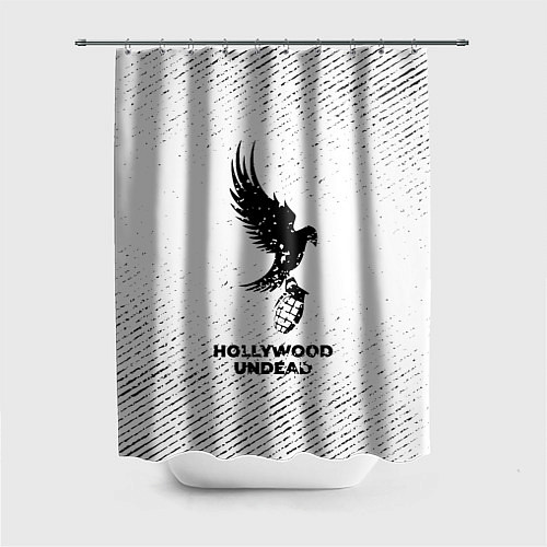 Шторка для ванной Hollywood Undead с потертостями на светлом фоне / 3D-принт – фото 1