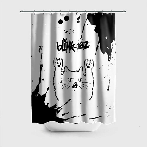 Шторка для ванной Blink 182 рок кот на светлом фоне / 3D-принт – фото 1