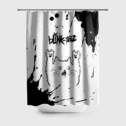 Шторка для ванной Blink 182 рок кот на светлом фоне