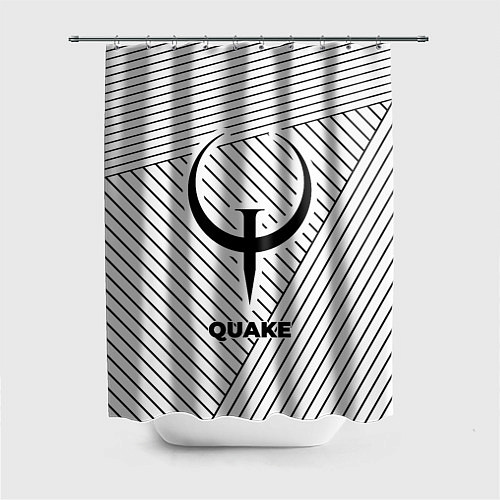 Шторка для ванной Символ Quake на светлом фоне с полосами / 3D-принт – фото 1