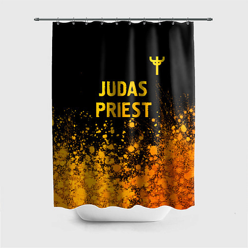 Шторка для ванной Judas Priest - gold gradient: символ сверху / 3D-принт – фото 1