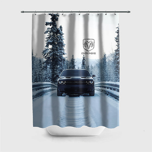Шторка для ванной Dodge in winter forest / 3D-принт – фото 1