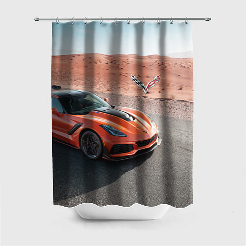 Шторка для ванной Chevrolet Corvette - Motorsport - Desert / 3D-принт – фото 1