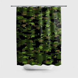 Шторка для душа Камуфляж лесной пиксель, цвет: 3D-принт