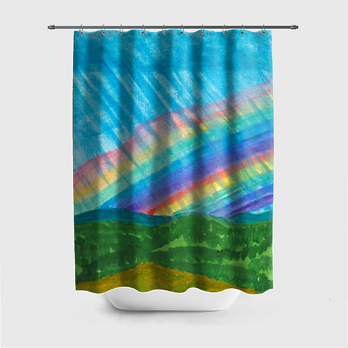 Шторка для ванной Летний дождь радуга / 3D-принт – фото 1