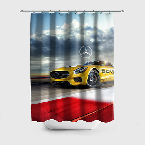 Шторка для ванной Mercedes AMG V8 Biturbo на трассе / 3D-принт – фото 1